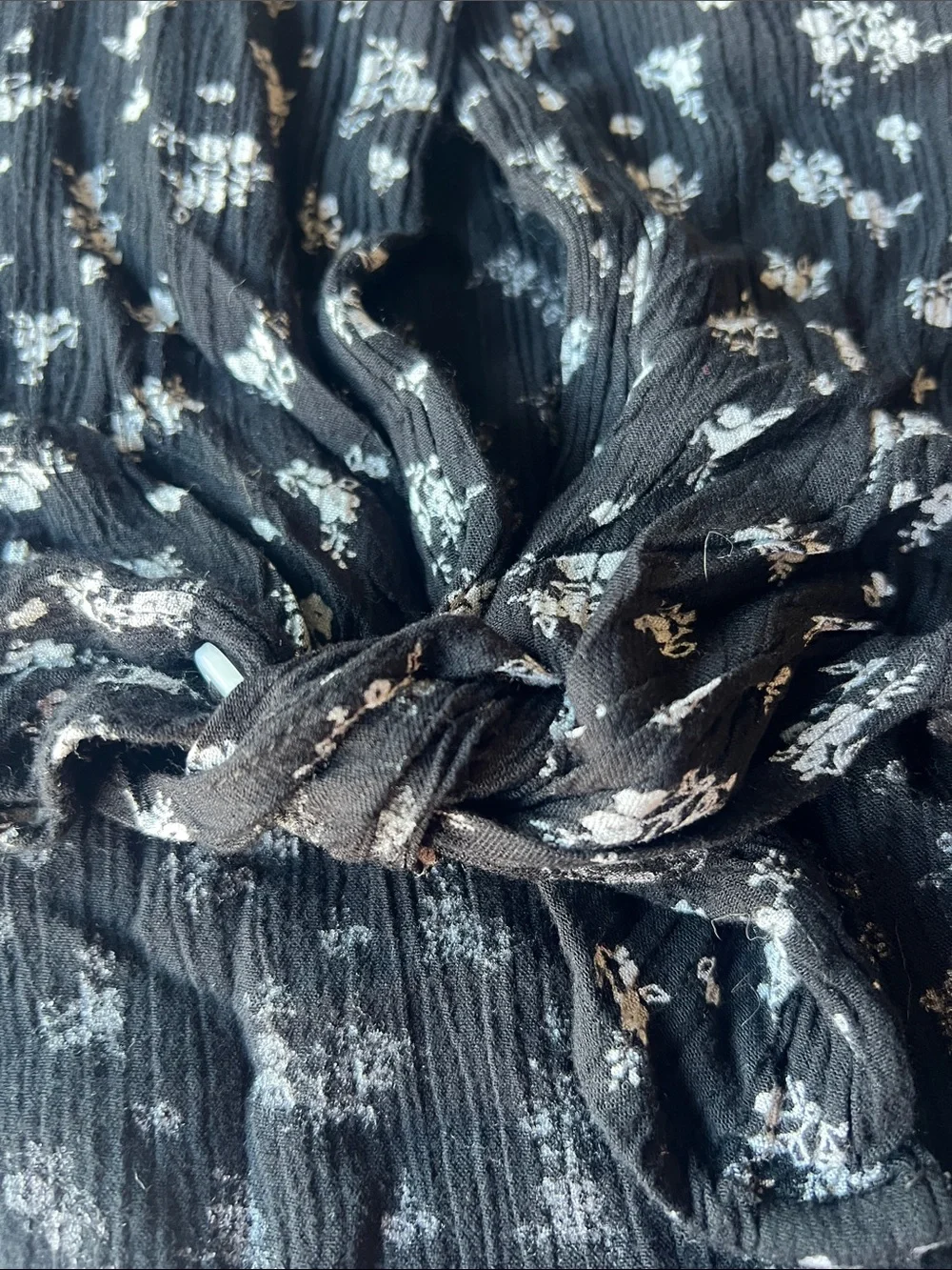 Justice Black Floral Button-Front Tie-Hem Shirt